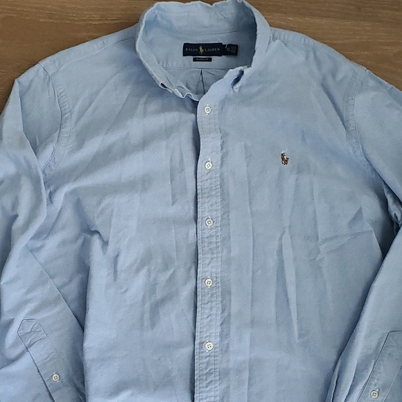 Ralph Lauren Polo Shirt Blue Mens 2XL XXL Button Down Oxford Light Chambray - Picture 1 of 6